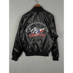 VINTAGE Auburn Jacket M Black Chevy Chevrolet Corvette‎ Cars Racing Texas